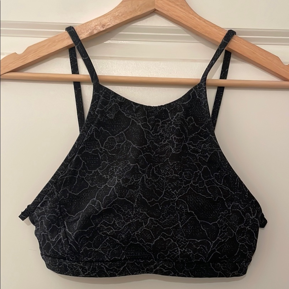 Black Floral Patterned Crop Top